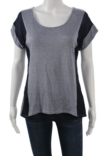 Barneys New York Women Jersey T-Shirt Gray Short Sleeve Round Neck Size S