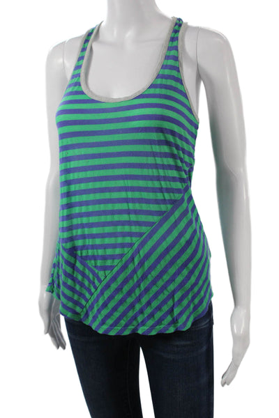 Splendid Womens Green Striped Jersey Tank Round Neck Modal Polyester Size L