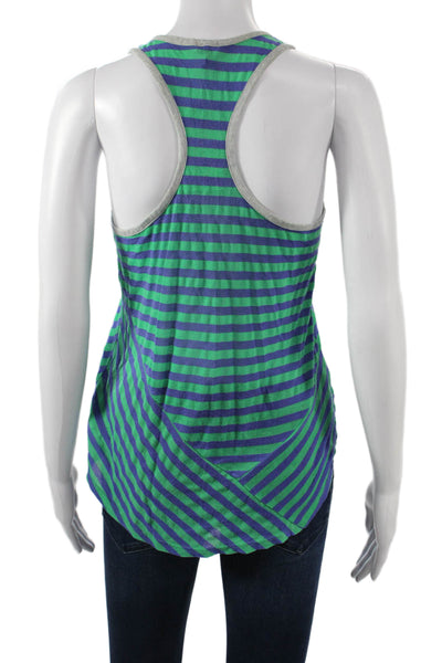 Splendid Womens Green Striped Jersey Tank Round Neck Modal Polyester Size L