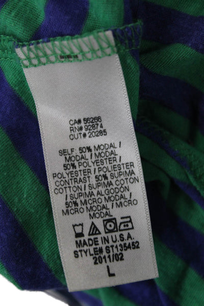 Splendid Womens Green Striped Jersey Tank Round Neck Modal Polyester Size L