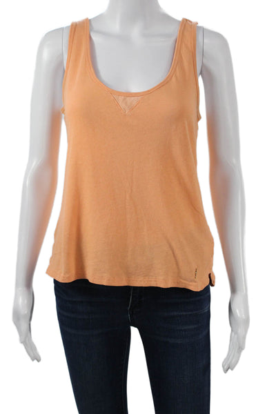 Juicy Couture Womens Orange Sleeveless Tank Cotton Linen Round Neck Size S