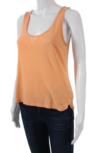 Juicy Couture Womens Orange Sleeveless Tank Cotton Linen Round Neck Size S