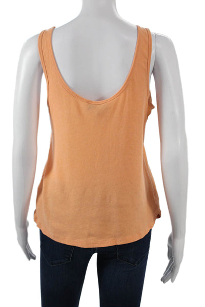 Juicy Couture Womens Orange Sleeveless Tank Cotton Linen Round Neck Size S