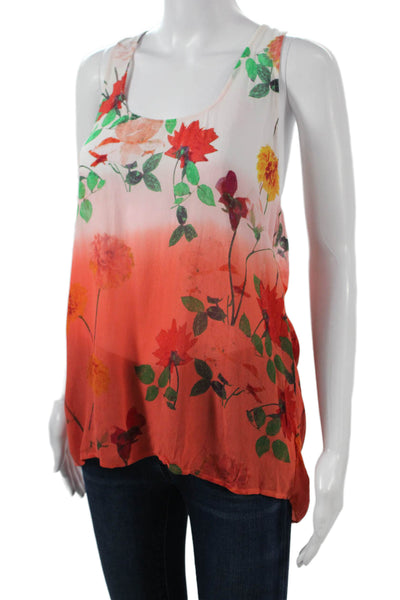 BB Dakota Womens White Floral Sleeveless Tunic Round Neck Viscose Size S