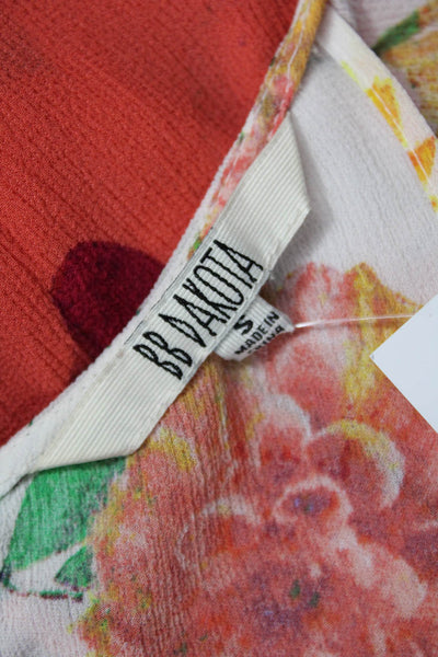 BB Dakota Womens White Floral Sleeveless Tunic Round Neck Viscose Size S