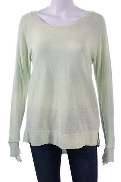 Splendid Womens Basic Tunic Long Sleeve Round Neck Green Cotton Top Size M