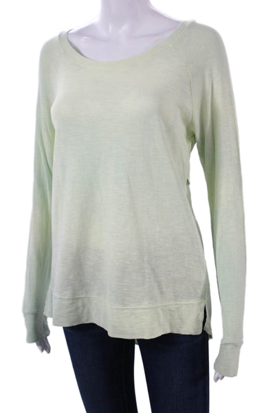 Splendid Womens Basic Tunic Long Sleeve Round Neck Green Cotton Top Size M