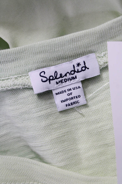 Splendid Womens Basic Tunic Long Sleeve Round Neck Green Cotton Top Size M