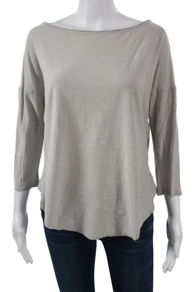 Michael Stars Women Basic Gray Cotton 3/4 Sleeve T-Shirt Size One Size