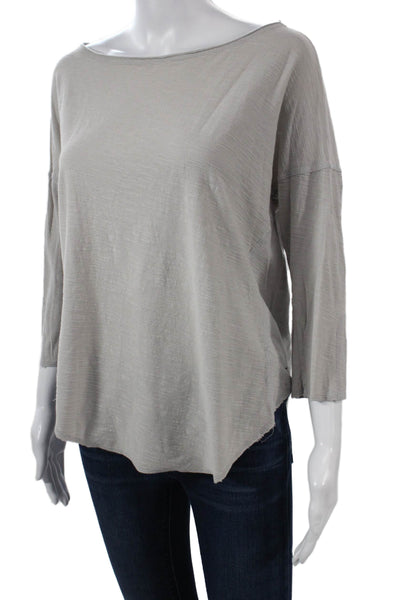 Michael Stars Women Basic Gray Cotton 3/4 Sleeve T-Shirt Size One Size
