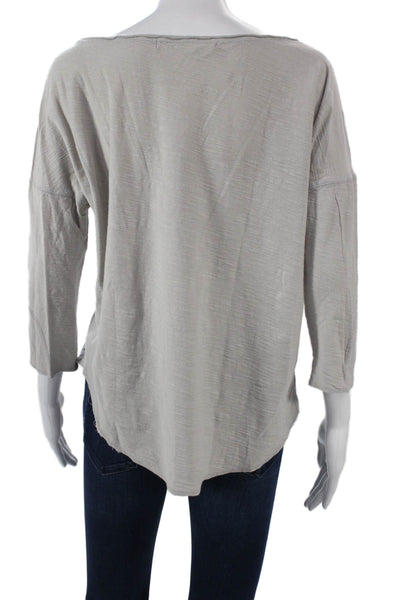 Michael Stars Women Basic Gray Cotton 3/4 Sleeve T-Shirt Size One Size