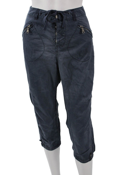 Free People Womens Capri Cropped Pants Dark Blue Cotton Bohemian Size 6