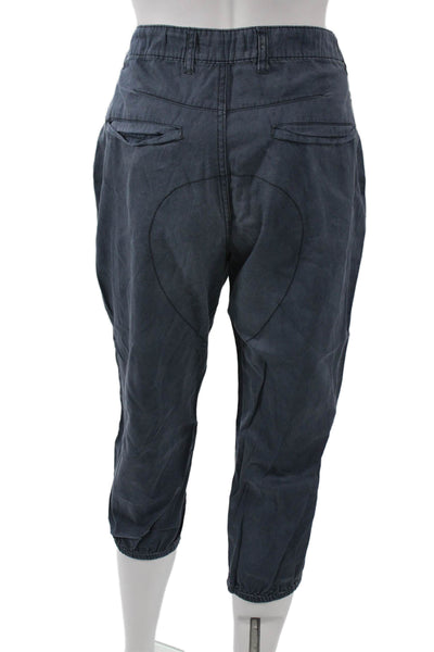 Free People Womens Capri Cropped Pants Dark Blue Cotton Bohemian Size 6