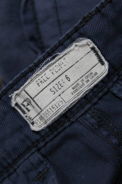 Free People Womens Capri Cropped Pants Dark Blue Cotton Bohemian Size 6