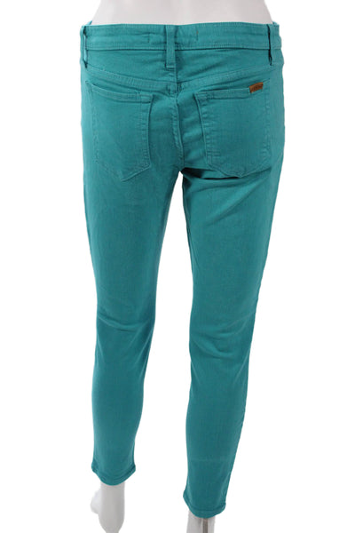 Joes Jeans Women Ankle Jeggings Green Mid Rise Button Size 30