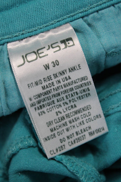 Joes Jeans Women Ankle Jeggings Green Mid Rise Button Size 30
