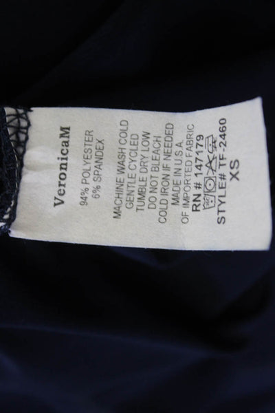 Veronica M Women Sleeveless Dark Blue Solid Tank Polyester Spandex Size S