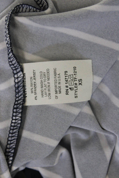 Veronica M Women Sleeveless Jersey Tank Dark Blue Striped Round Neck Size S
