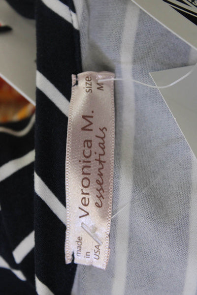 Veronica M Women Basic Jersey Tank Dark Blue Striped Sleeveless Size XS
