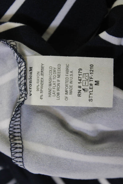 Veronica M Women Basic Jersey Tank Dark Blue Striped Sleeveless Size XS
