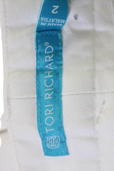 Tori Richard Women White Chino Shorts 96% Cotton 4% Spandex Size 2