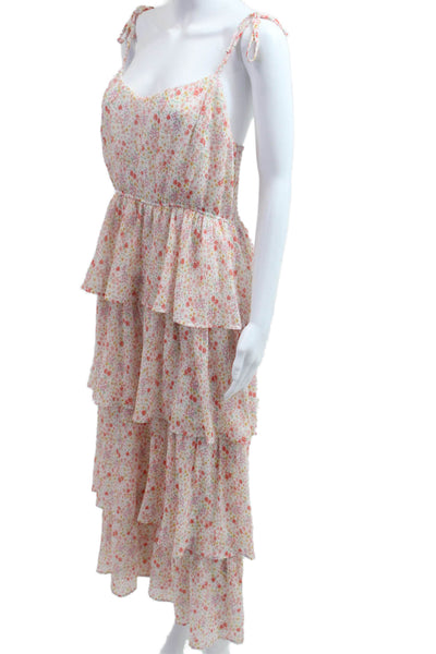 Interstyle Womens Maxi Sundress Pink Floral Sleeveless Tie Size L
