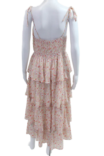Interstyle Womens Maxi Sundress Pink Floral Sleeveless Tie Size L
