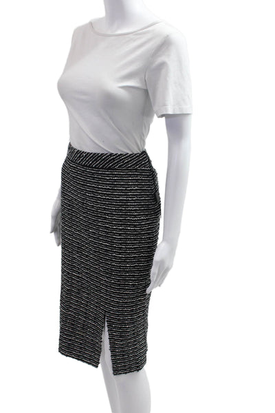Escada Womens Wool Striped Straight Pencil Skirt Black Size 42