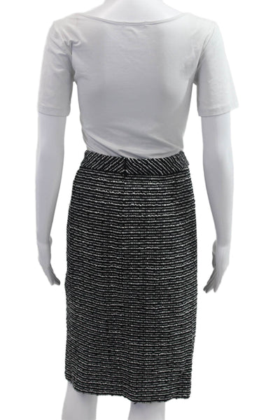 Escada Womens Wool Striped Straight Pencil Skirt Black Size 42