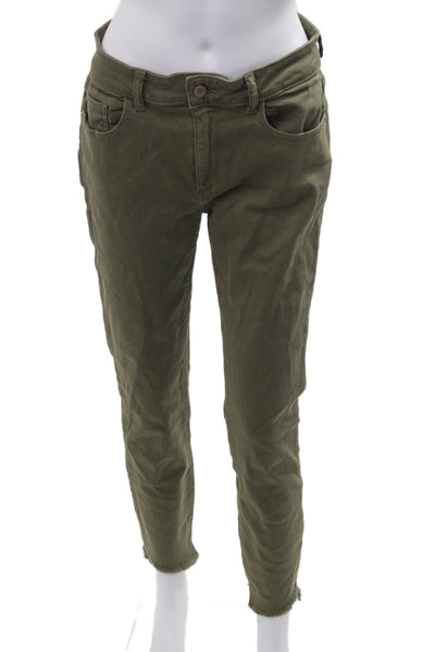 DL 1961 Womens Cropped Ankle Pants Green Solid Size 29