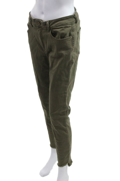 DL 1961 Womens Cropped Ankle Pants Green Solid Size 29