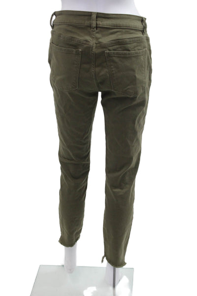 DL 1961 Womens Cropped Ankle Pants Green Solid Size 29