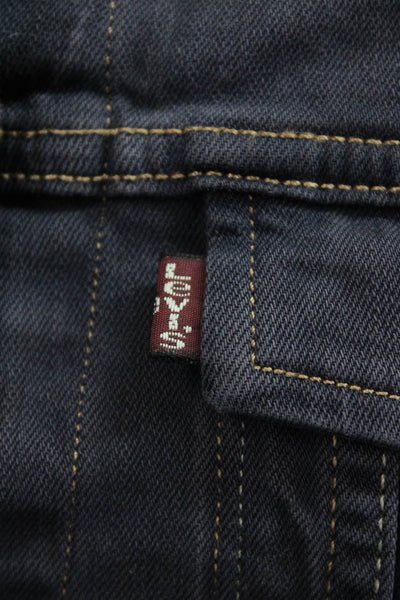 Levi's Women Classic Dark Gray Collared Button Solid Cotton Jacket Size S