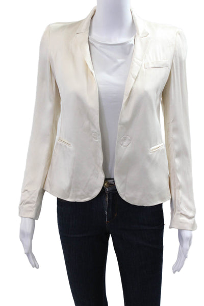 Haute Hippie Womens White Silk Collared Blazer Long Sleeve Size 0