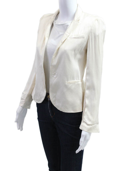 Haute Hippie Womens White Silk Collared Blazer Long Sleeve Size 0