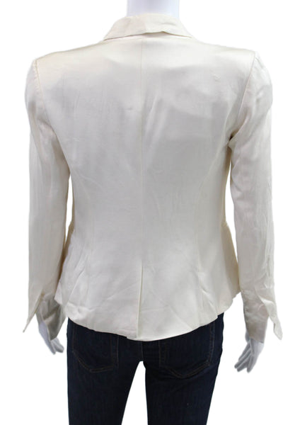 Haute Hippie Womens White Silk Collared Blazer Long Sleeve Size 0