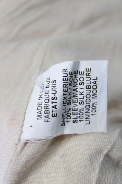 Haute Hippie Womens White Silk Collared Blazer Long Sleeve Size 0