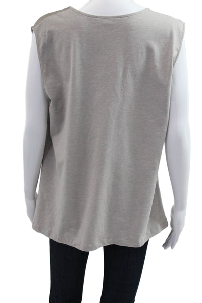 Fabiana Filippi Women Beige V-Neck Sleeveless Polyester Blouse Size 2X