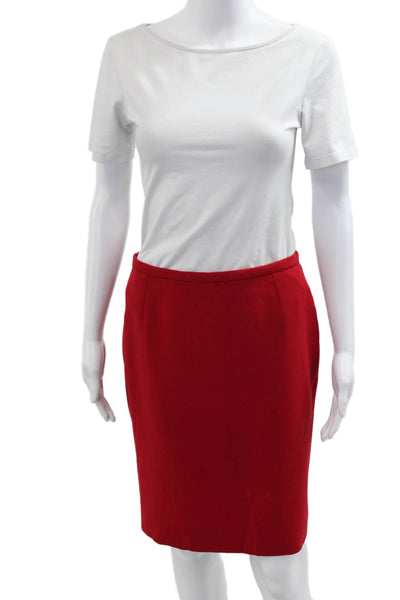 Armani Collezioni Womens Red Wool Pencil Mini Skirt Size 6