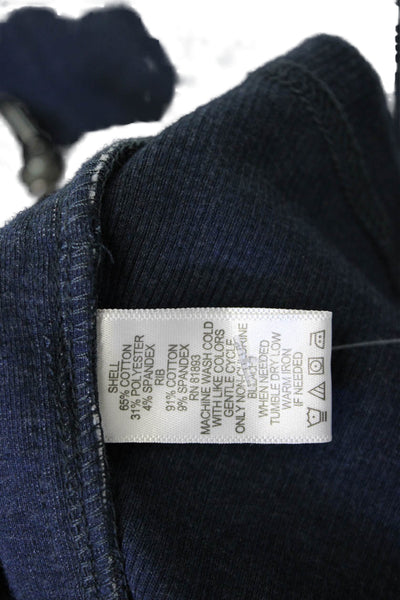 H By Halston Women Jacket Dark Blue Mock Neck Zip Cotton Blend Size 2