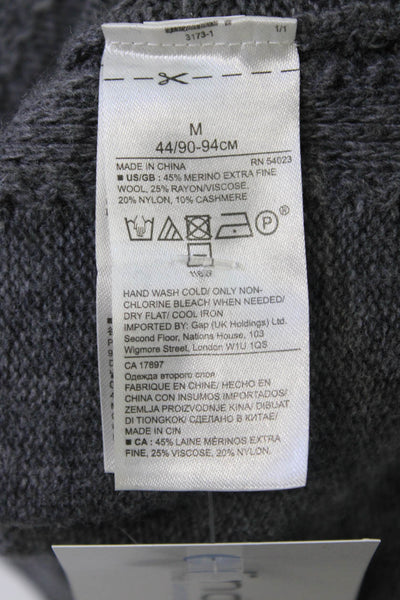 Banana Republic Women Dark Gray Merino Cashmere Crewneck Pullover Size M