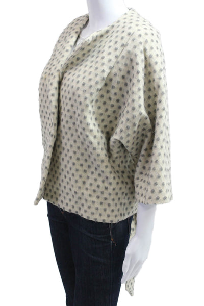 French Connection Womens Beige Polka Dot V Neck Button Jacket Size 6