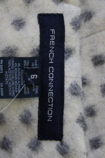 French Connection Womens Beige Polka Dot V Neck Button Jacket Size 6