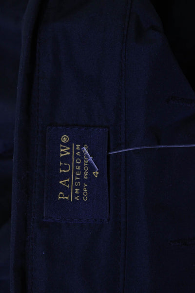 Pauw Womens Black Collared Button Coat Long Sleeve Polyester Designer Size 4