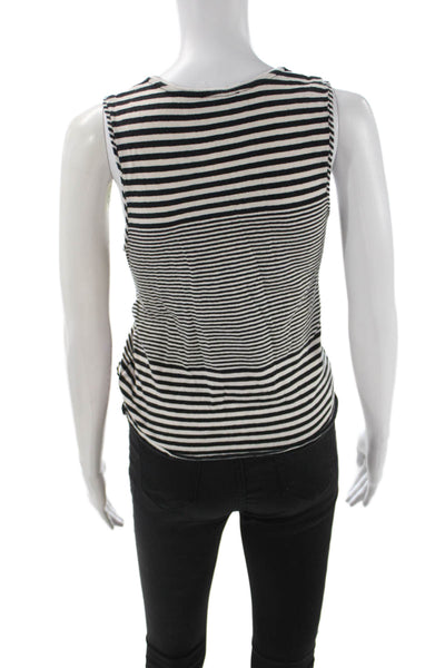 Joie Women Black Striped Sleeveless Tank Cotton Linen Size S