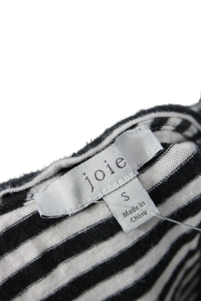 Joie Women Black Striped Sleeveless Tank Cotton Linen Size S