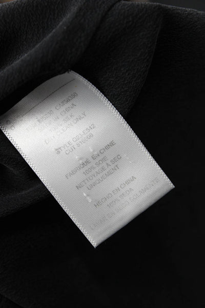 Equipment Femme Womens Black Silk Collared Short Sleeve Buttonup Petite Size XS