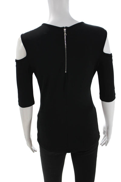 Rag & Bone Womens Black Cotton Linen Round Neck 3/4 Sleeve Top Size S