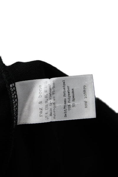 Rag & Bone Womens Black Cotton Linen Round Neck 3/4 Sleeve Top Size S
