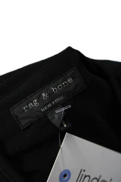 Rag & Bone Womens Black Cotton Linen Round Neck 3/4 Sleeve Top Size S